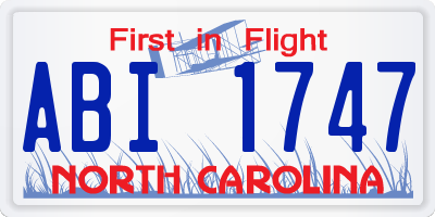 NC license plate ABI1747