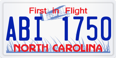 NC license plate ABI1750