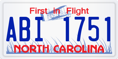 NC license plate ABI1751
