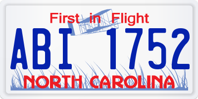 NC license plate ABI1752