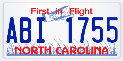 NC license plate ABI1755