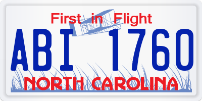 NC license plate ABI1760