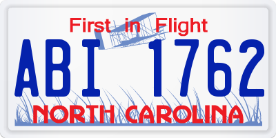 NC license plate ABI1762
