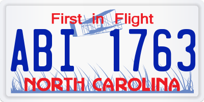 NC license plate ABI1763