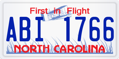 NC license plate ABI1766