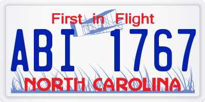 NC license plate ABI1767