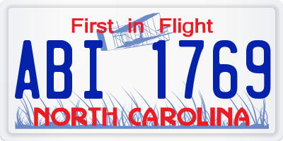 NC license plate ABI1769