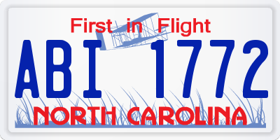 NC license plate ABI1772