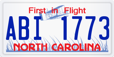 NC license plate ABI1773
