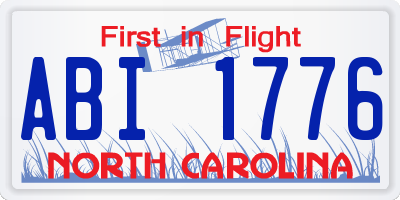 NC license plate ABI1776
