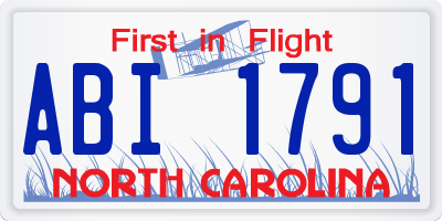 NC license plate ABI1791