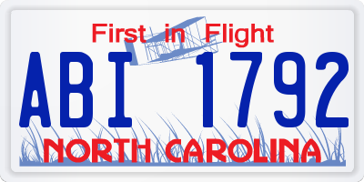 NC license plate ABI1792