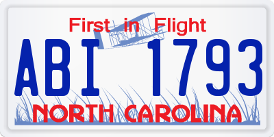 NC license plate ABI1793