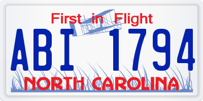 NC license plate ABI1794