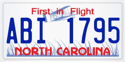 NC license plate ABI1795
