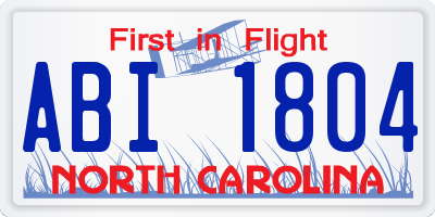 NC license plate ABI1804