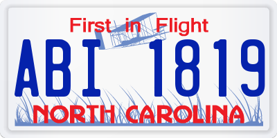 NC license plate ABI1819