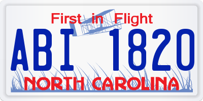 NC license plate ABI1820