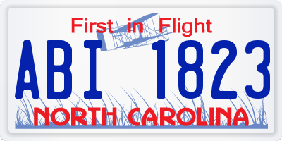 NC license plate ABI1823