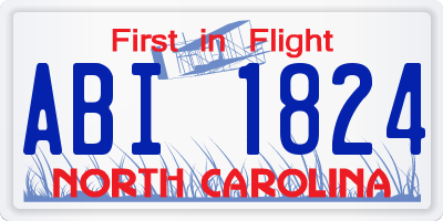 NC license plate ABI1824