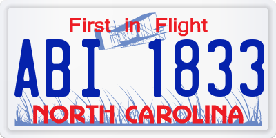 NC license plate ABI1833