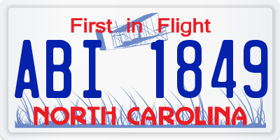 NC license plate ABI1849