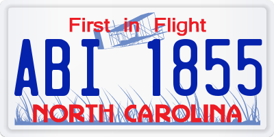 NC license plate ABI1855