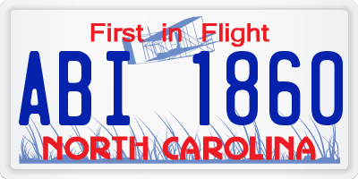 NC license plate ABI1860