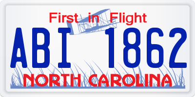 NC license plate ABI1862