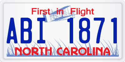 NC license plate ABI1871