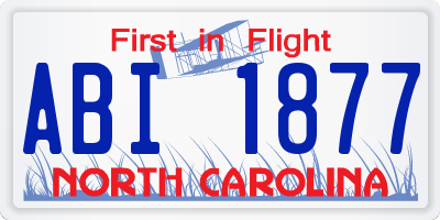 NC license plate ABI1877
