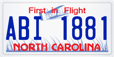 NC license plate ABI1881