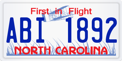 NC license plate ABI1892