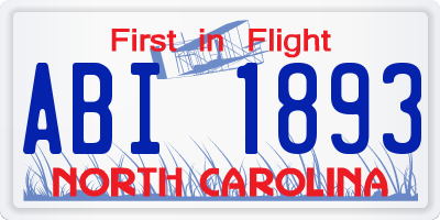 NC license plate ABI1893