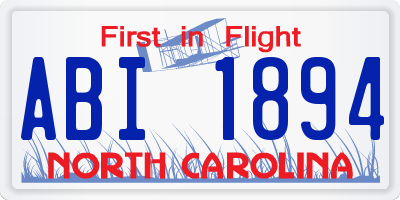 NC license plate ABI1894