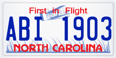 NC license plate ABI1903