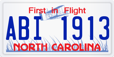 NC license plate ABI1913