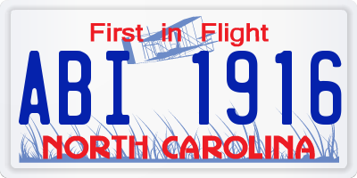 NC license plate ABI1916