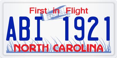 NC license plate ABI1921