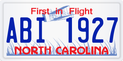 NC license plate ABI1927