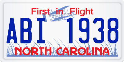 NC license plate ABI1938