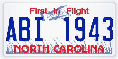 NC license plate ABI1943