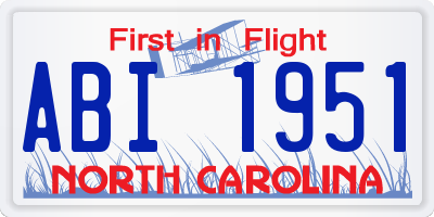 NC license plate ABI1951