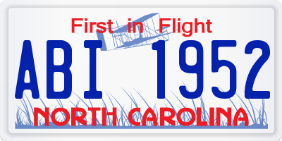NC license plate ABI1952