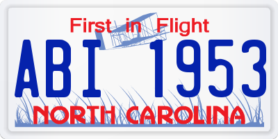 NC license plate ABI1953