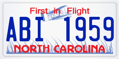 NC license plate ABI1959