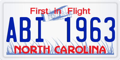 NC license plate ABI1963
