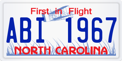 NC license plate ABI1967