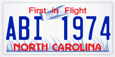 NC license plate ABI1974