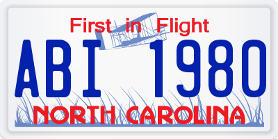 NC license plate ABI1980